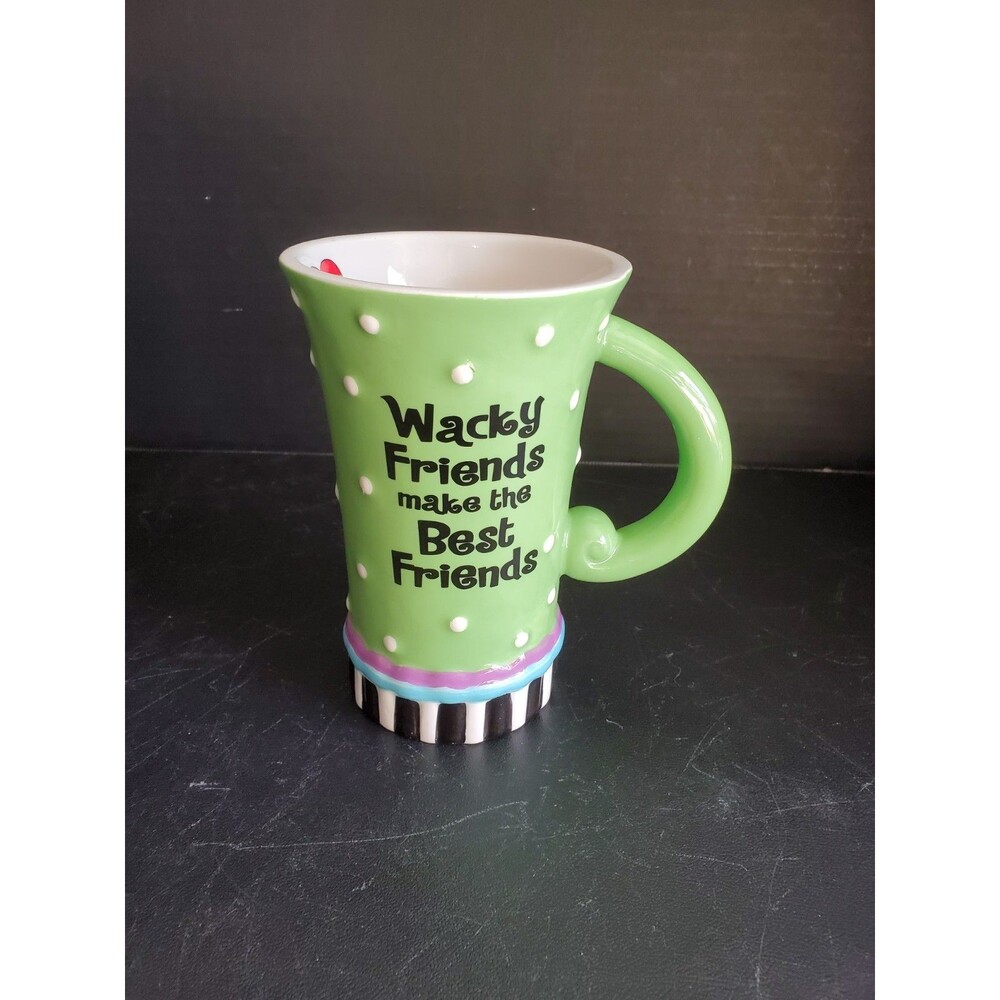 Wacky Friends Suzy Toronto Mug Friendship Sisterhood Poem Green Polka Dot 15 Oz
